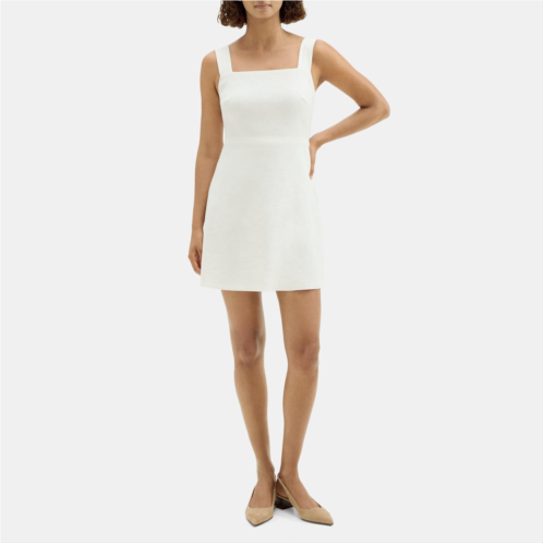 Theory Fit-and-Flare Mini Dress in Stretch Linen-Blend