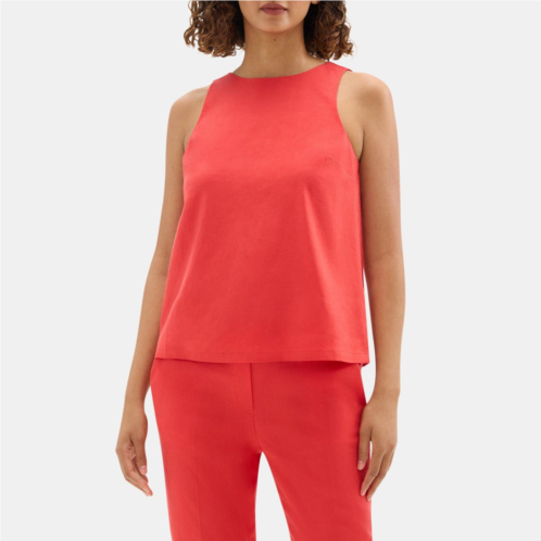 Theory Racerneck Shell Top in Stretch Linen-Blend