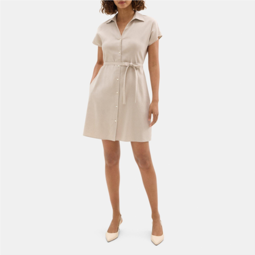 Theory Sleeveless Shirt Dress in Stretch Linen-Blend