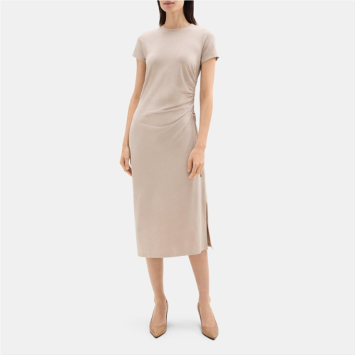 Theory Gathered Dress in Stretch Cotton-Modal