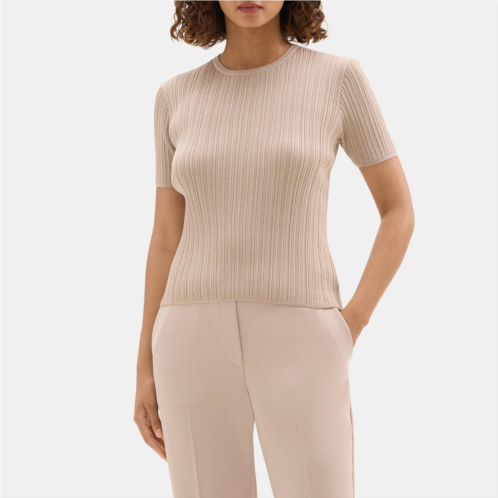 Theory Short-Sleeve Sweater in Silk-Cotton
