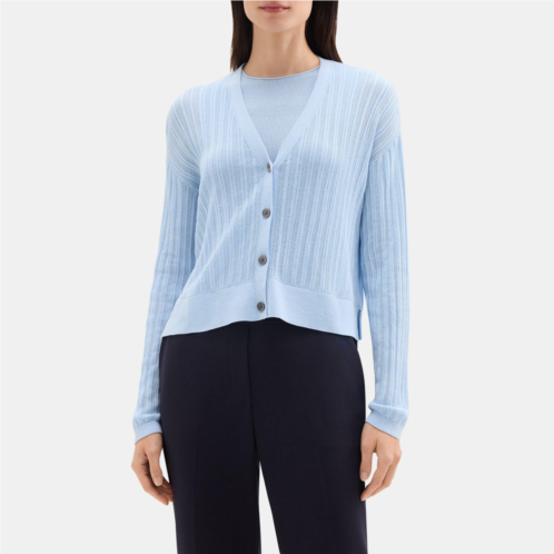 Theory V-Neck Cardigan in Silk-Cotton
