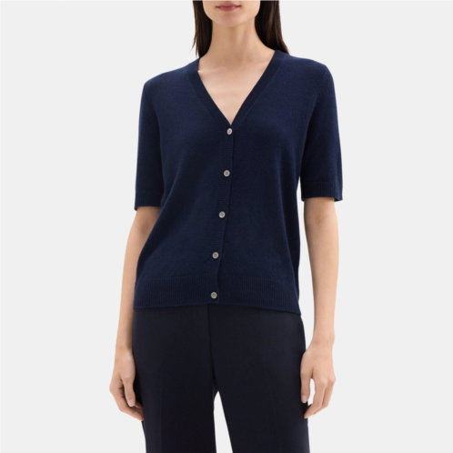 Theory Short-Sleeve Cardigan in Cashmere