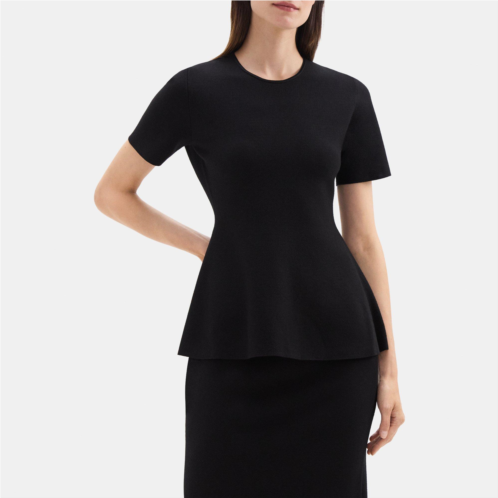 Theory Peplum Sweater in Stretch Viscose Knit