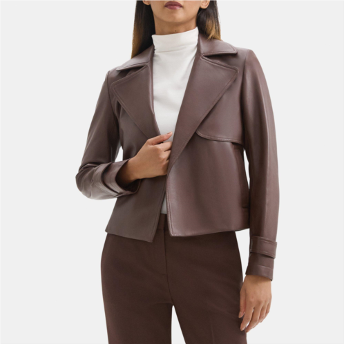 Theory Cropped Coat in Leather