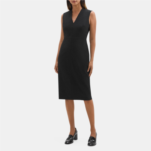 Theory Fitted V-Neck Dress in Sevona Stretch Wool