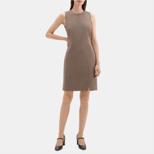 Theory Sheath Dress in Checked Wool-Blend