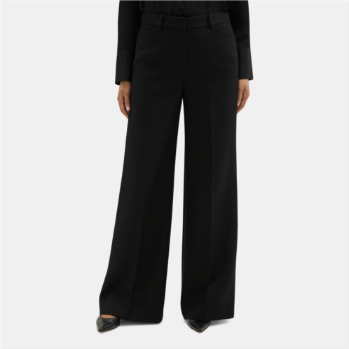 Theory Wide-Leg Pant in Wool-Blend Twill