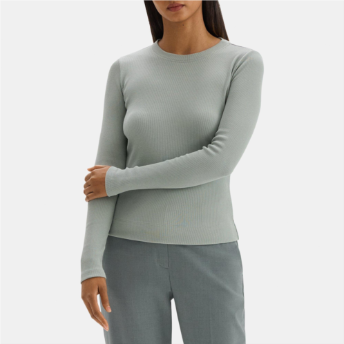 Theory Long-Sleeve Tiny Tee in Ribbed Modal Cotton