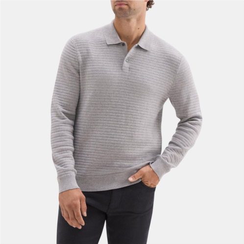 Theory Long-Sleeve Polo Sweater in Cotton-Cashmere