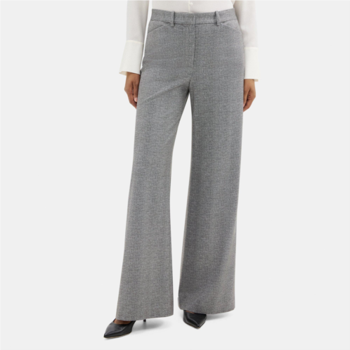 Theory Wide-Leg Pant in Plaid Ponte