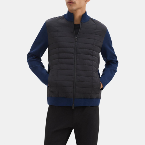 Theory Zip Puffer Cardigan in Stretch Viscose