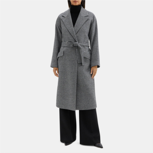 Theory Robe Coat in Plaid Wool-Blend