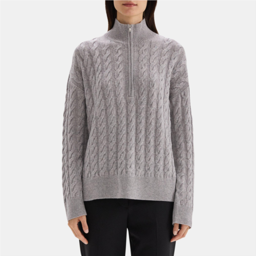 Theory Cable Knit Half-Zip Sweater in Wool-Cashmere Blend