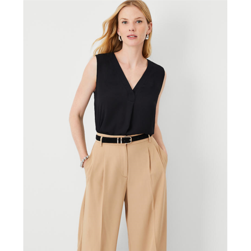 Anntaylor Mixed Media Pleat Front Top