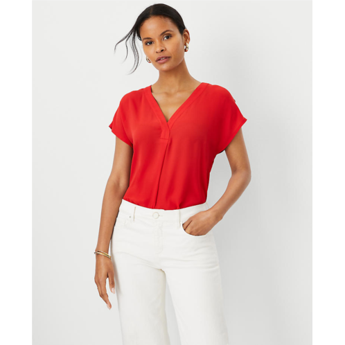 Anntaylor Mixed Media Pleat Front Top