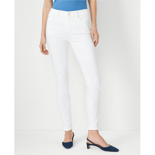 Anntaylor Petite Curvy Sculpting Pocket Mid Rise Skinny Jeans in White