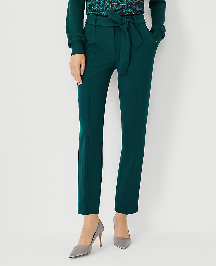 Anntaylor The Petite Tie Waist Ankle Pant in Crepe