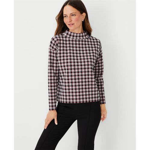 Anntaylor Plaid Mock Neck Top