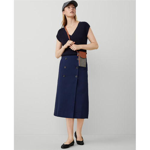 Anntaylor Weekend Sateen Button Wrap Skirt