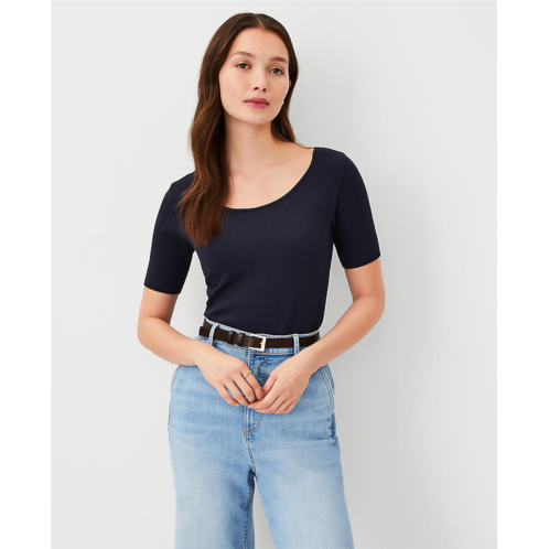 Anntaylor Ribbed Modern Seamless Scoop Neck Tee