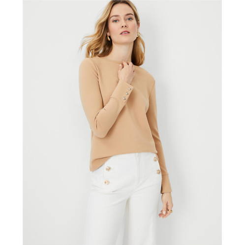 Anntaylor Button Sleeve Boatneck Top
