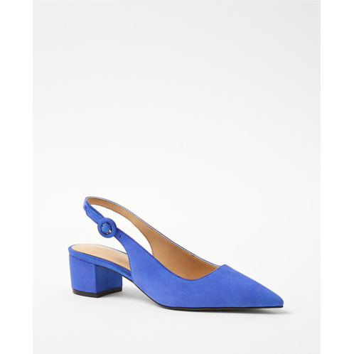 Anntaylor Suede Block Heel Slingback Pumps