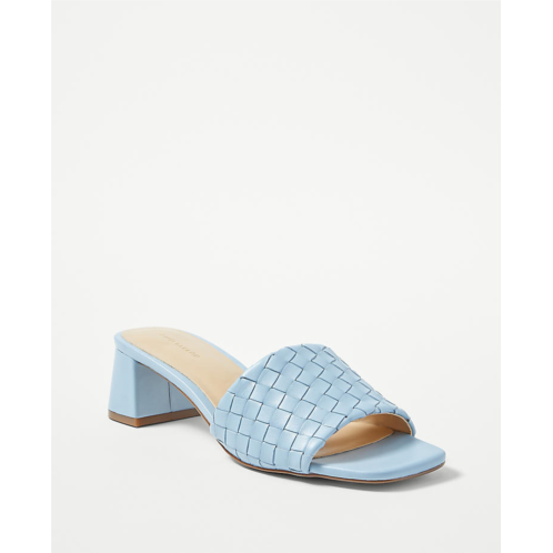 Anntaylor Woven Strap Leather Block Heel Sandals