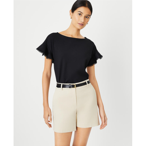 Anntaylor Petite Ruffle Sleeve Boatneck Top