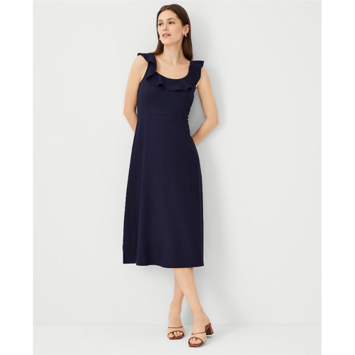 Anntaylor Petite Linen Blend Scoop Neck Flare Dress