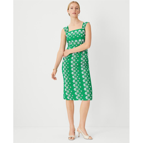 Anntaylor Petite Eyelet Square Neck Sheath Dress