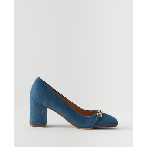 Anntaylor Chain Suede Block Heel Pumps