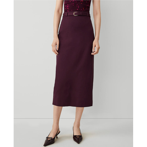 Anntaylor Petite Ponte Belted Midi Pencil Skirt