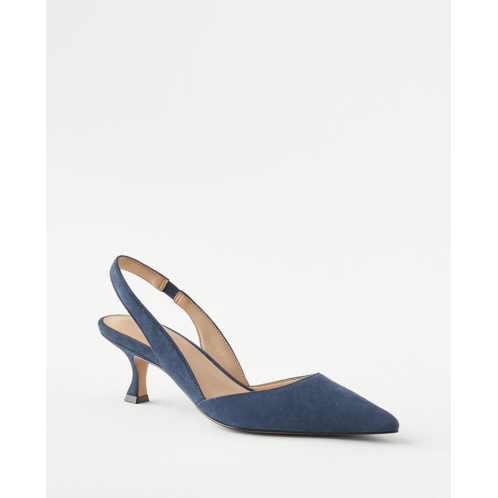 Anntaylor Suede Slingback Kitten Heel Pumps