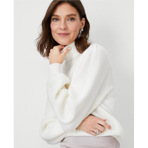 Anntaylor Ribbed Turtleneck Puff Sleeve Sweater