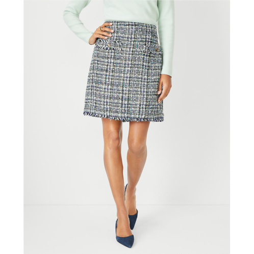 Anntaylor Petite Shimmer Fringe Tweed A-Line Pocket Skirt