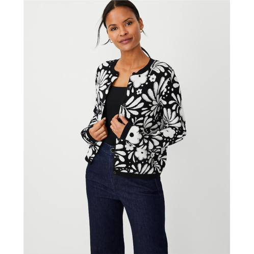 Anntaylor Floral Jacquard Crop Cardigan