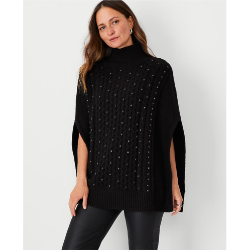 Anntaylor Crystal Embellished Cable Poncho