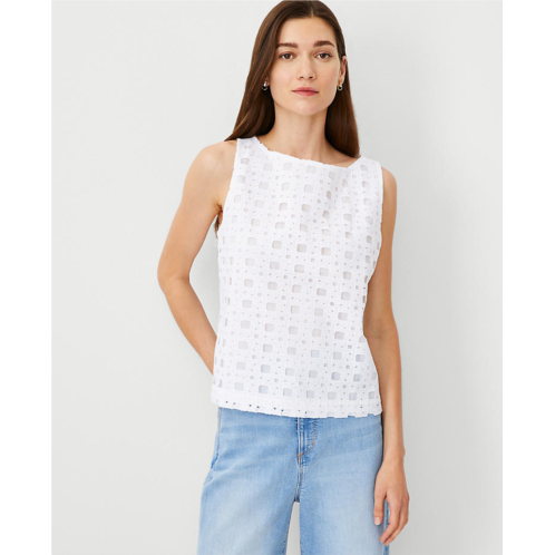 Anntaylor Eyelet Sleeveless Boatneck Top