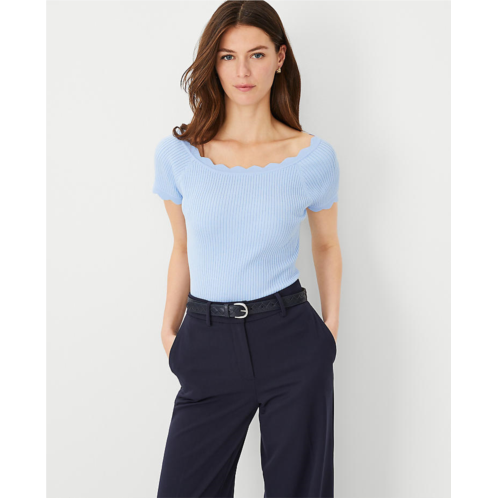 Anntaylor Scalloped Open Neck Top