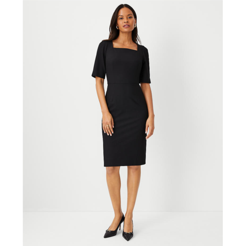 Anntaylor The Elbow Sleeve Square Neck Dress in Seasonless Stretch - Curvy Fit