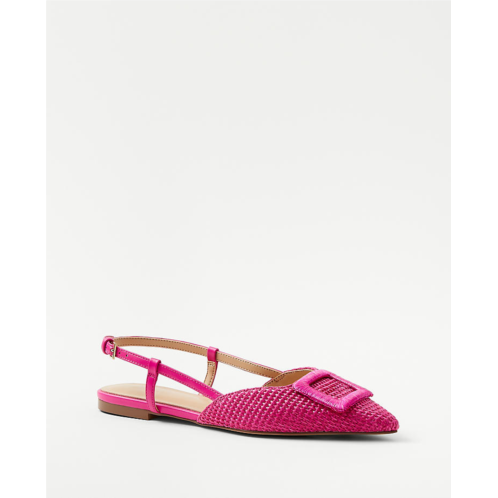 Anntaylor Straw Covered Buckle Slingback Flats