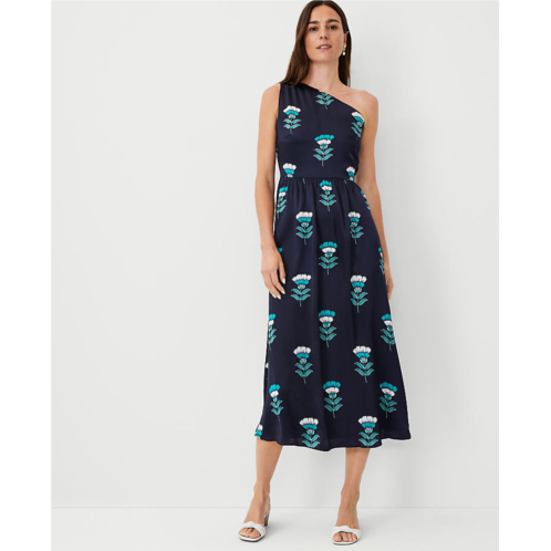 Anntaylor Studio Collection Floral Silk One Shoulder Maxi Dress