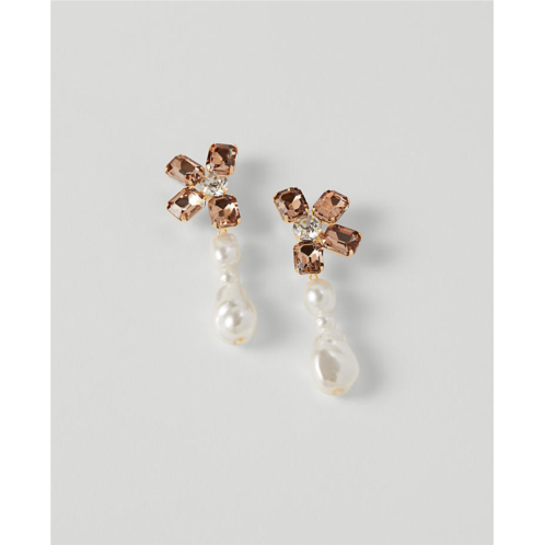 Anntaylor Pearlized Crystal Flower Drop Earrings