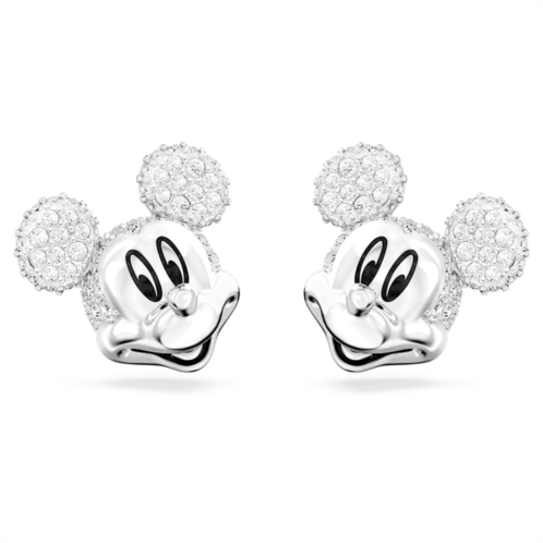 Swarovski Disney Mickey Mouse stud earrings, White, Rhodium plated
