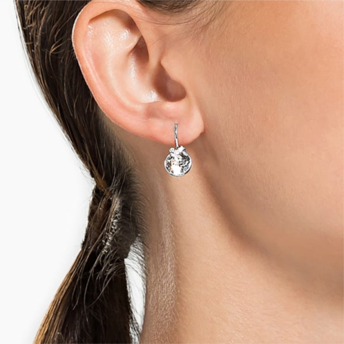 Swarovski Bella V drop earrings, Round cut, White, Rhodium plated