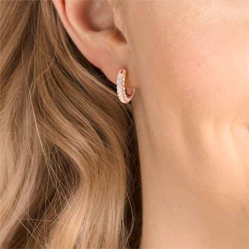 Swarovski Stone hoop earrings, Pave, Small, White, Rose gold-tone plated