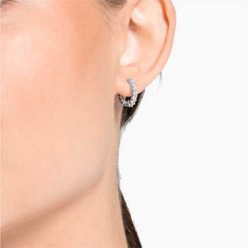 Swarovski Vittore hoop earrings, Round cut, White, Rhodium plated