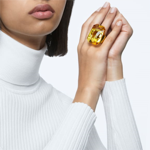 Swarovski Lucent cocktail ring, Oversized crystal, Octagon cut, Yellow