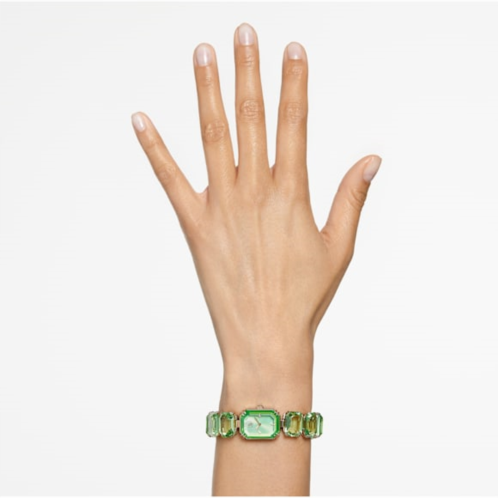 Swarovski Watch, Octagon cut bracelet, Green, Champagne gold-tone finish